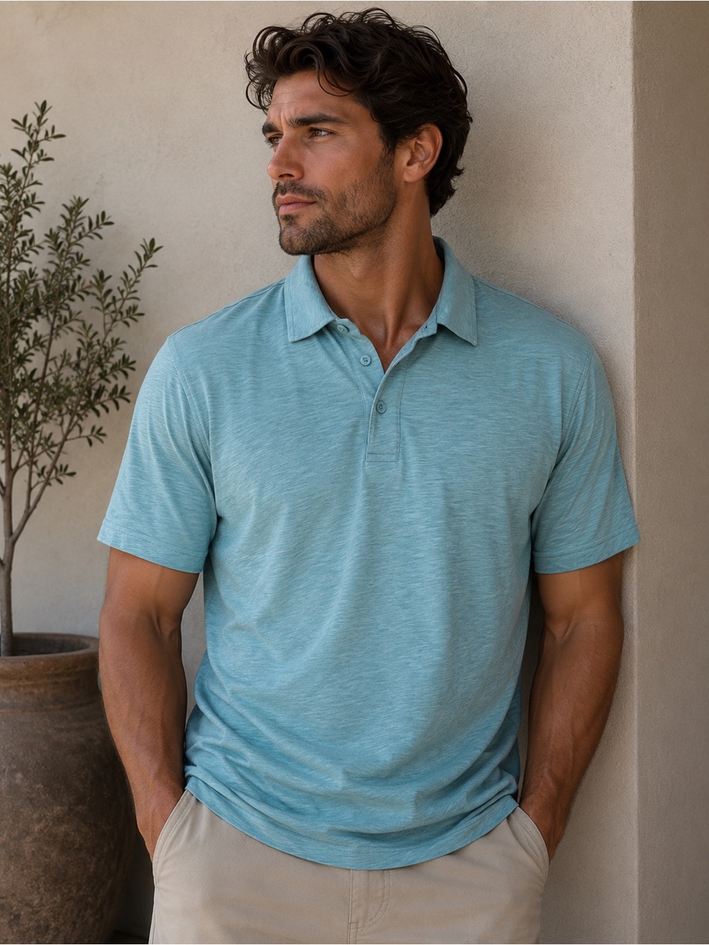 LC WAIKIKI Light Blue Soft Big & Tall Soft Cotton Polo Shirt 2XL